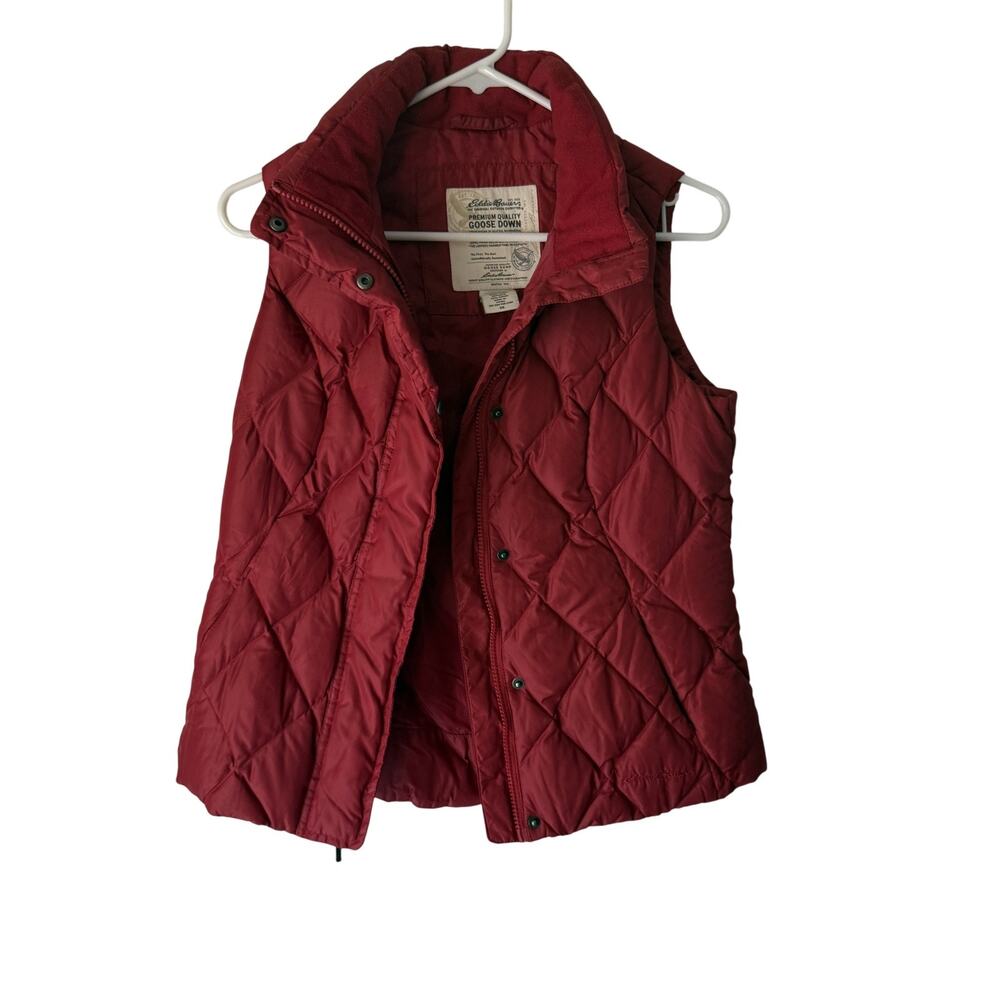 Eddie Bauer Vest Womens XS Red Goose Down Quilted Puffer Insulated Outdoors